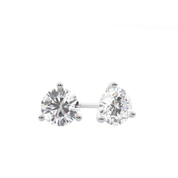 3 Prong Setting Round Diamond Stud Earring