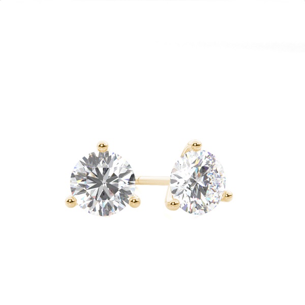 3 Prong Setting Round Diamond Stud Earring