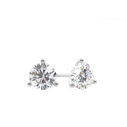 3 Prong Setting Round Diamond Stud Earring