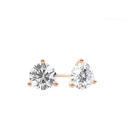 3 Prong Setting Round Diamond Stud Earring