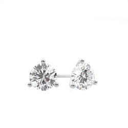 3 Prong Setting Round Diamond Stud Earring