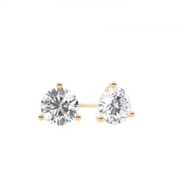 3 Prong Setting Round Diamond Stud Earring