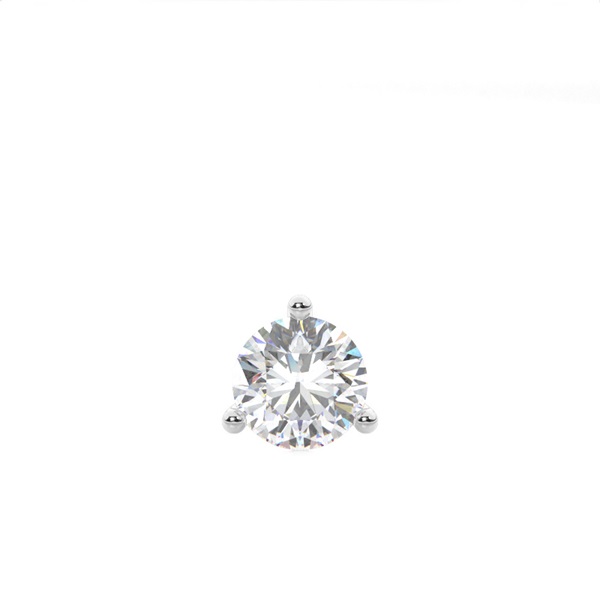3 Prong Setting Round Diamond Men's Single Earring