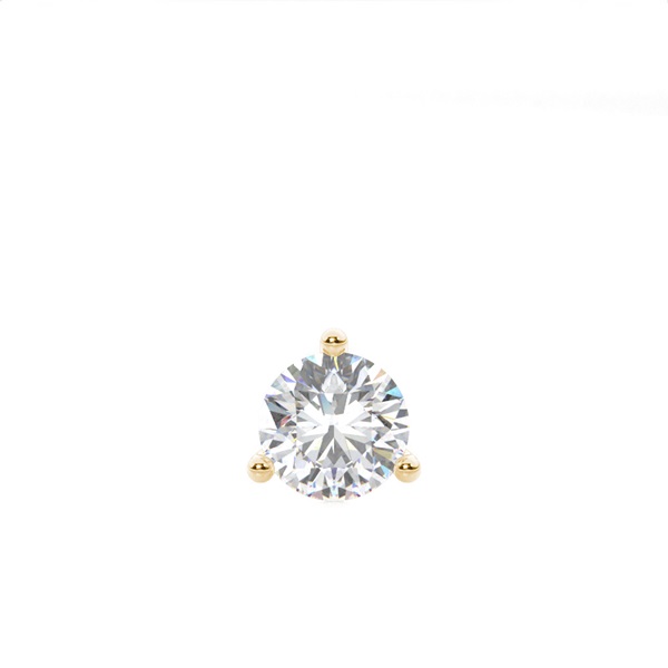 3 Prong Setting Round Diamond Men's Single Earring