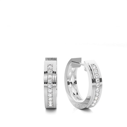 Pave Setting Round Diamond Hoop Earrings