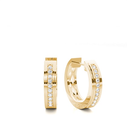 Yellow Gold Diamond Hoop Diamond Earrings