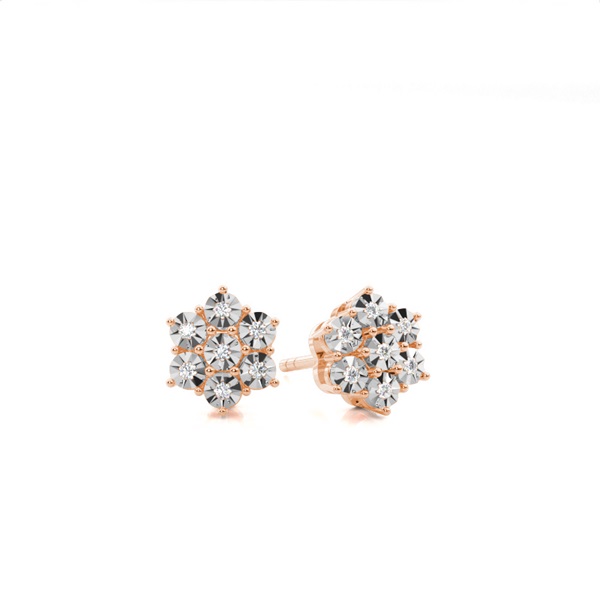 Prong Setting Round Diamond Cluster Earrings