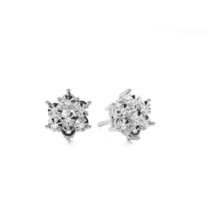 Prong Setting Round Diamond Cluster Earrings