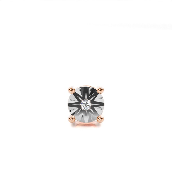 Prong Setting Round Diamond Mens Single Earring