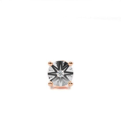 Prong Setting Round Diamond Mens Single Earring
