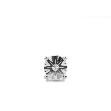 Prong Setting Round Diamond Mens Single Earring