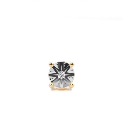 Prong Setting Round Diamond Mens Single Earring