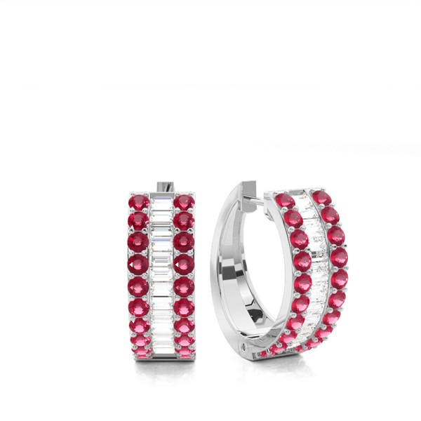 Prong Setting Ruby Hoop Earring