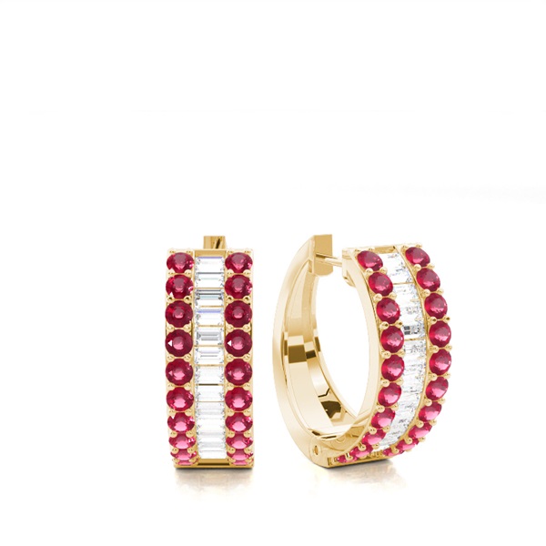 Prong Setting Ruby Hoop Earring