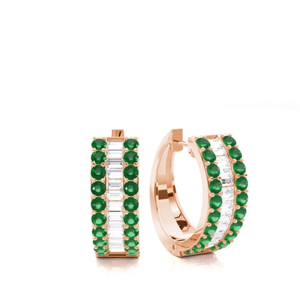 Rose Gold Emerald Diamond Earrings Diamond