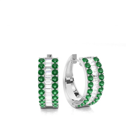 Prong Setting Emerald Hoop Earring