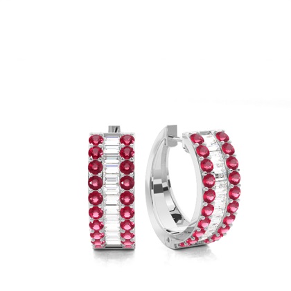 Round Ruby Diamond Earrings