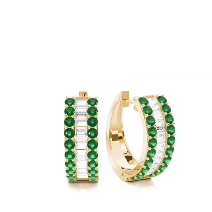 Yellow Gold Emerald Earrings Diamond