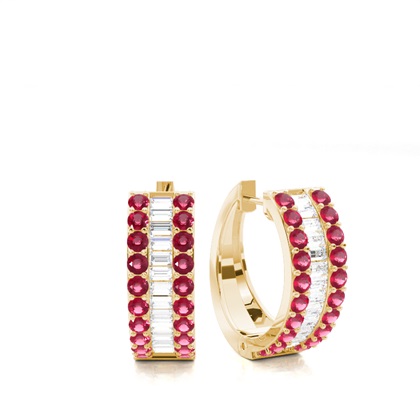 Yellow Gold Ruby Earrings Diamond