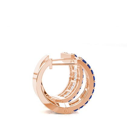 Zinkeneinstellung Rund und Baguette Blue Sapphire Hoop Earring