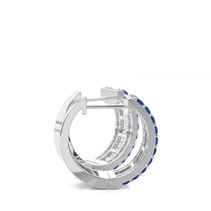 Zinkeneinstellung Rund und Baguette Blue Sapphire Hoop Earring