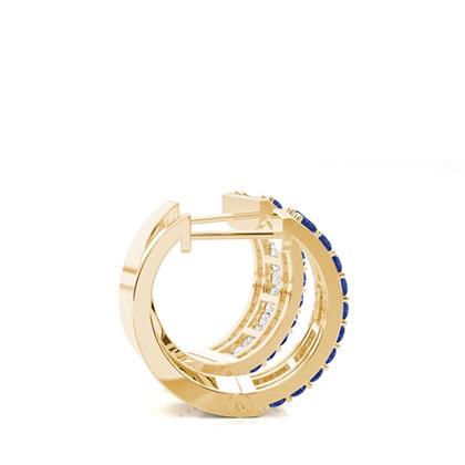 Zinkeneinstellung Rund und Baguette Blue Sapphire Hoop Earring