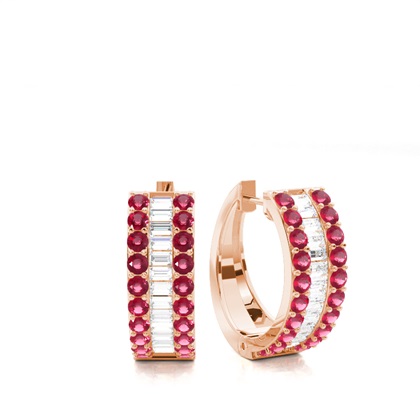 Prong Setting Ruby Hoop Earring