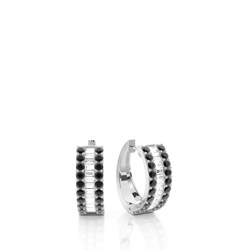 Prong Setting Rund- und Baguette Black Diamant Creolen-Ohrring