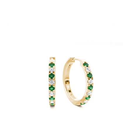 Yellow Gold Emerald Earrings Diamond