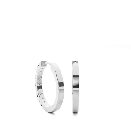 Zinkeneinstellung runder blauer Saphir-Creolen