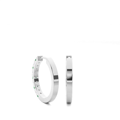 Prong Setting Round Emerald Hoop Earring