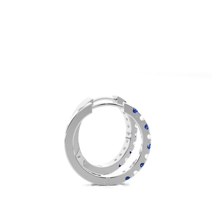 Zinkeneinstellung runder blauer Saphir-Creolen