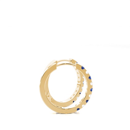 Zinkeneinstellung runder blauer Saphir-Creolen