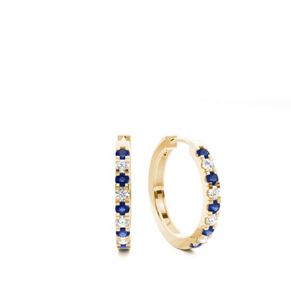 Prong Setting Round Blue Sapphire Hoop Earring