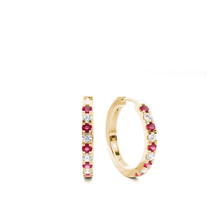 Yellow Gold Ruby Diamond Earrings Gemstones