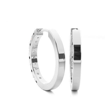 Prong-Einstellung Rundes schwarzes Diamant-Hoop-Ohrring