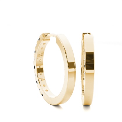 Prong-Einstellung Rundes schwarzes Diamant-Hoop-Ohrring