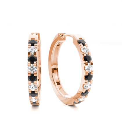 Prong Setting Round Black Diamond Hoop Earring