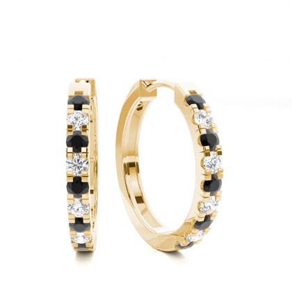 Prong Setting Round Black Diamond Hoop Earring