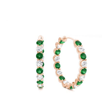 Rose Gold Emerald Diamond Earrings Diamond