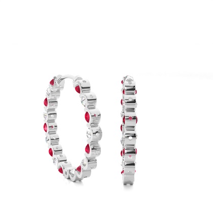 Zinkeneinstellung Rund Ruby Hoop Ohrring