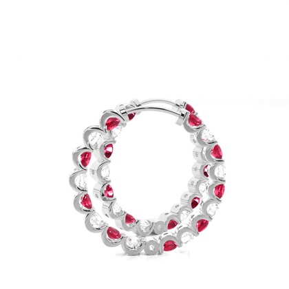 Zinkeneinstellung Rund Ruby Hoop Ohrring