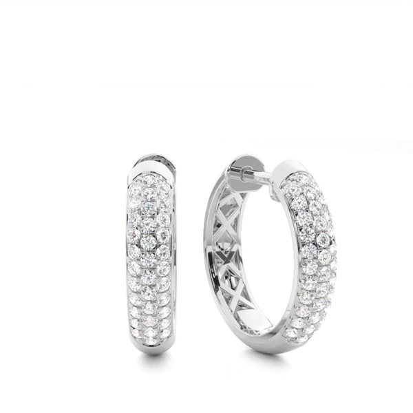 Micro Prong Setting Round Diamond Hoop Earrings