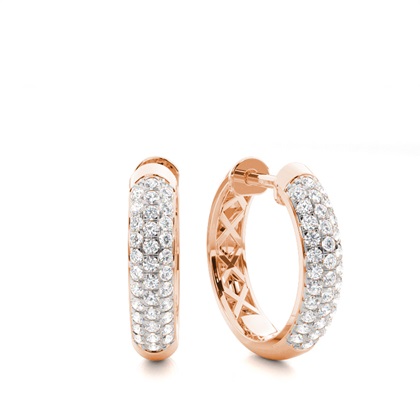 Micro Prong Setting Round Diamond Hoop Earrings