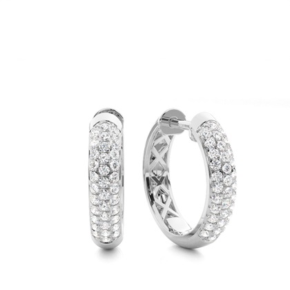 Micro Prong Setting Round Diamond Hoop Earrings