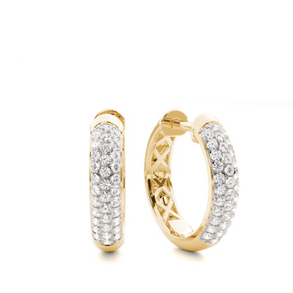 Micro Prong Setting Round Diamond Hoop Earrings