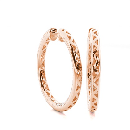 Micro Prong Setting Round Diamond Hoop Earrings