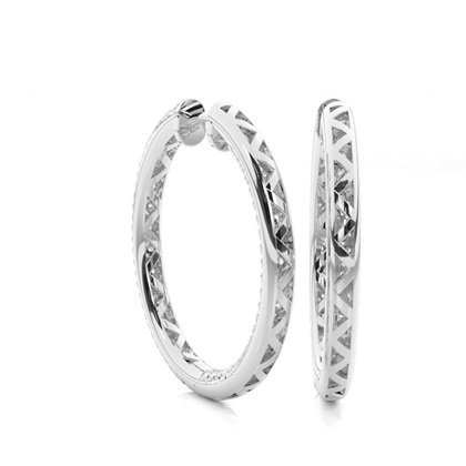 Micro Prong Setting Round Diamond Hoop Earrings