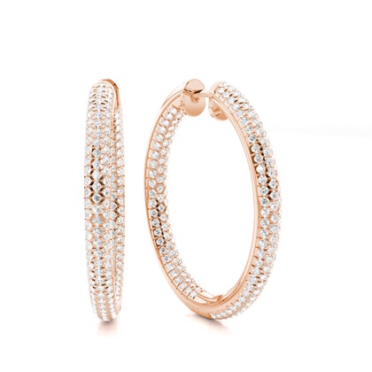 Micro Prong Setting Round Diamond Hoop Earrings