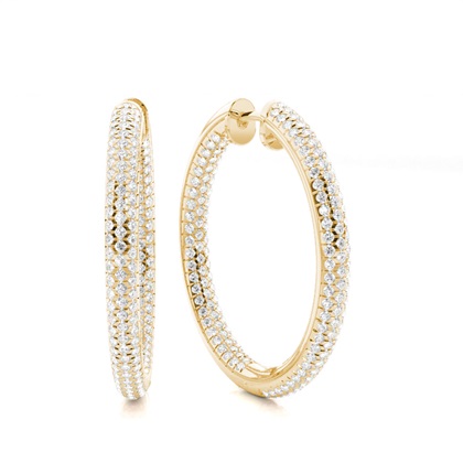 Micro Prong Setting Round Diamond Hoop Earrings